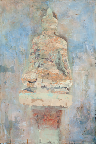 Baedecker Budhha antique maps, paper, on panel