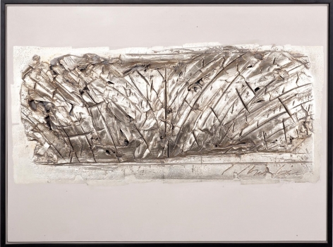 Des Glaises white gold leaf over gray and white clay with die keen
