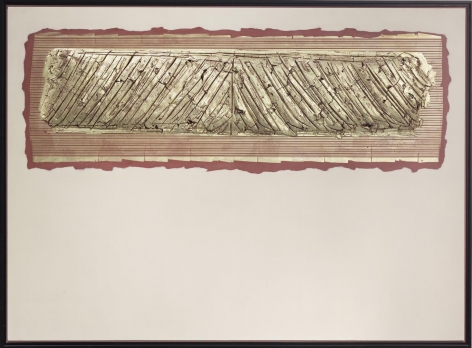 Narcisse mauve and off white clay with 16 karat pale gold leaf over die keen