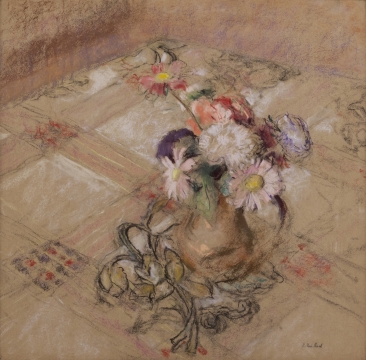 Edouard Vuillard, Zinnias on the Table at Vaucresson, 1921-23 Pastel on paper mounted to board 19 5/8 x 20 1/8 inches