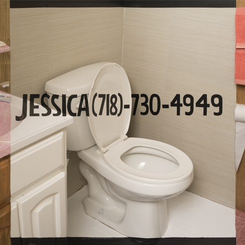 trompe l'oeil photograph of a bathroom wherein a girl's name and phone number are written across the image