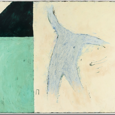 Image of Louisa Chase's Untitled, painted in 1979. Oil and wax on canvas, 40 and 1/4 by 48 inches.