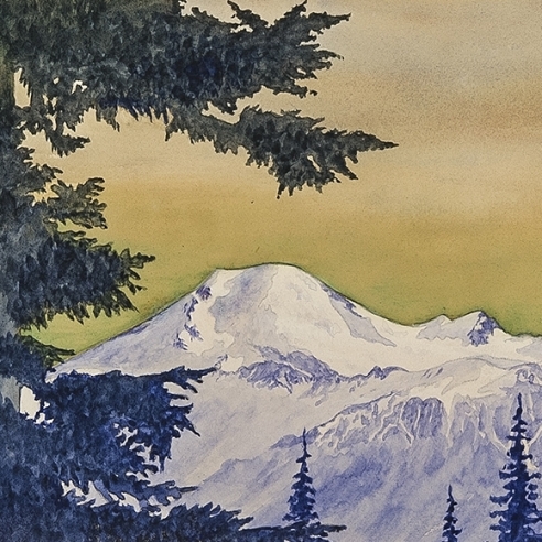 ZAMA VANESSA HELDER (1904–1968), Mount Baker, Washington, about 1929. Watercolor on paper, 5 3/4 x 9 in. (detail).