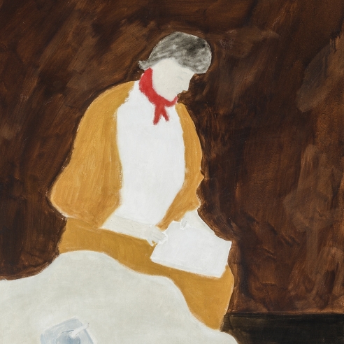 MILTON AVERY (1885–1965), Red Kerchief, 1960. Oil on canvas, 40 x 32 in. (detail)