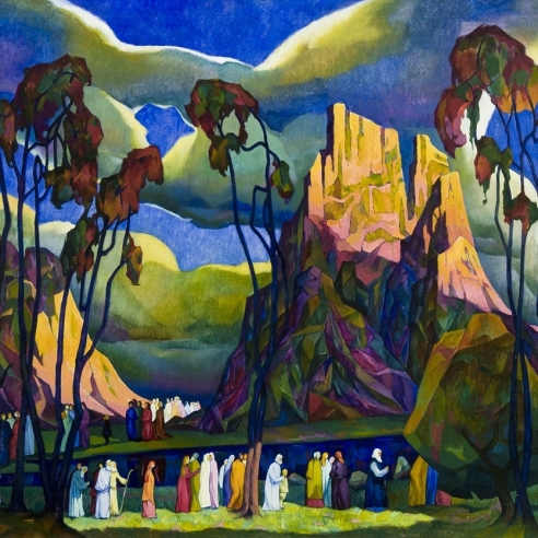 WILLIAM SAMUEL SCHWARTZ (1896–1977), The Pioneers, 1924. Oil on canvas, 34 x 51 3/4 in. (detail).