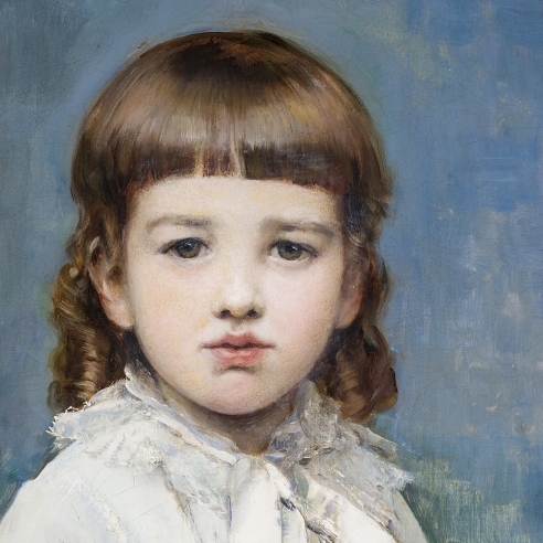 RAIMUNDO DE MADRAZO Y GARRETA (1841–1920), Portrait of Gertrude Vanderbilt, 1880. Oil on canvas, 58 3/8 x 39 1/4 in. (detail).