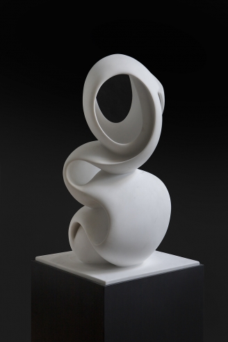 Image of Elizabeth Turk's "Script: Column 13", marble, 21 by 12 by 12 inches, sculpted in 2018.