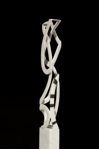 Image of Elizabeth Turk's Black Banded Cage, Box 1, marble, 18 by 3 by 2 inches, sculpted in 2013.
