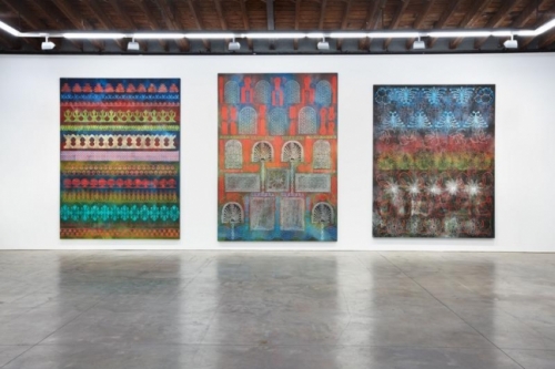 3 Taaffe paintings on wall