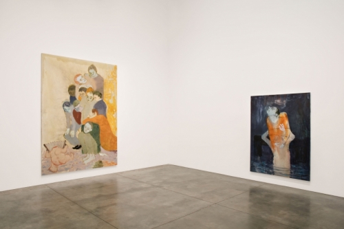2 figurative paintings on wall