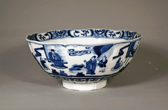 Blue and White Octagonal Bowl