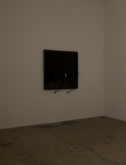 Gedi Sibony, Held By Hands, 2012, Acrylic paint, canvas, foam core, brass, plaster, 51 1/8 x 51 1/8 inches