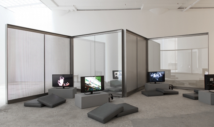 Installation view, Design for Showing Rock Videos, Greene Naftali, New York, 2014