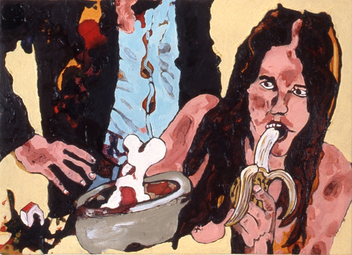 Philippe Perrot, Étudiante le Jour (Frederica), 2003, Oil and betadine on canvas, 9 1/2 x 13 inches