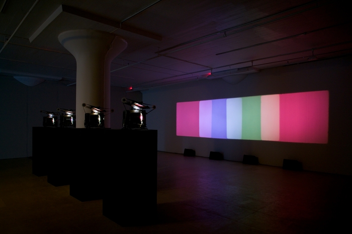 Paul Sharits, Shutter Interface, 1975, 4-screen 16mm loop projection with 4 separate soundtracks, color, Indefinite duration