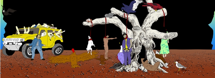 My birds... trash... the future., 2004, two channel digital projection installation