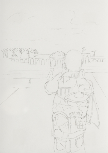 Juliette Blightman Sanssouci, Berlin, 2016 Graphite on Paper Paper: 8 1/4 x 5 7/8 inches (21 x 14.9 cm) frame: 9 1/4 x 7 1/2 inches (23.5 x 19.1 cm)