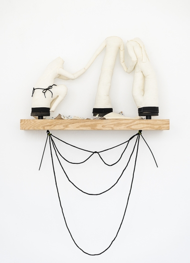 Paul Chan Untitled (Katabasis with suspensions), 2019 muslin, nylon, polyfil, wire, wood, rope, inkjet on cotton 55 x 36 x 12 1/5 inches (139.7 x 91.4 x 31 cm)