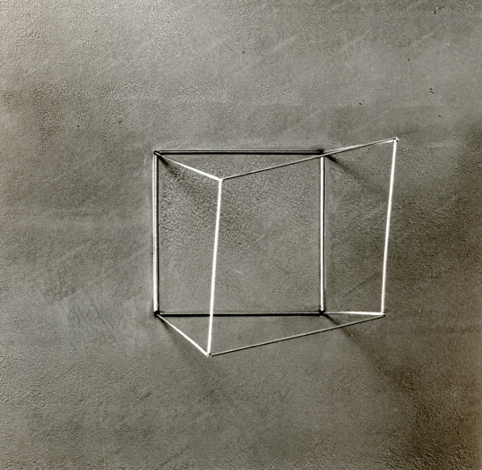 Gianni Colombo Spazio Elastico. Un Cubo, 1971 Metal and electromechanical mechanism 23 5/8 x 23 5/8 x 12 1/2 inches