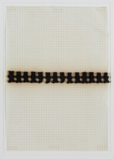 Konrad Lueg Untitled (Gummibärchen), Unknown Gummy bears, felt pen on graph paper Paper: 10 x 7 7/8 inches (25.5 x 20 cm) Frame: 17 3/4 x 14 3/8 inches (45.2 x 36.5 cm)