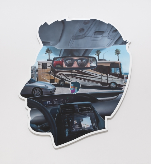 Alex Israel Self-Portrait (Rear-view Mirror), 2018 Acrylic and bondo on fiberglass 96 x 84 x 4 inches (243.8 x 213.4 x 10.2 cm)
