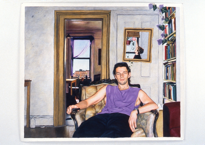 Pieter Schoolwerth, The Infinite Burgundy Line: Piece #6, 1997/98, color pencil on paper, 41 x 48 inches