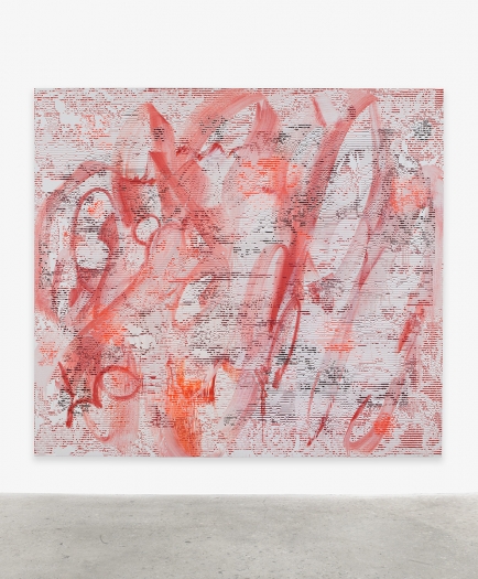Jacqueline Humphries TQ555, 2017 Oil on linen 100 x 111 inches (254 x 281.9 cm)