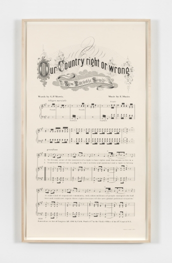 Charles Gaines Notes on Social Justice: Our Country Right or Wrong, (1861), 2014 Ink on Stonehenge paper Paper: 43 x 24 inches (109.2 x 61 cm) Frame: 45 x 26 inches (114.3 x 66 cm)