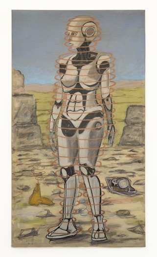 William Leavitt Female robot, 2019 Acrylic on linen 50 x 28 inches (127 x 71.1 cm)