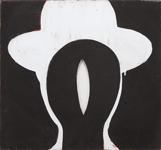 Konrad Lueg, Untitled (Kopf Mit Hut), 1963, Casein tempera on canvas, 27 1/2 x 29 1/2 inches