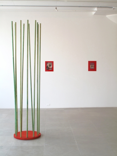 Michaela Meise Trans Column 2 (red and green), 2009 wood, gouache, oil 94 1/2 x 22 1/2 x 22 1/2 inches 240 x 57.2 x 57.2 cm