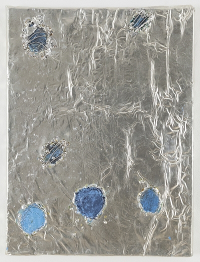 Josef Strau Transgression, 2018 Tin plate, tin wire, acrylic on canvas 16 x 12 x 1 inches (40.6 x 30.5 x 2.5 cm)