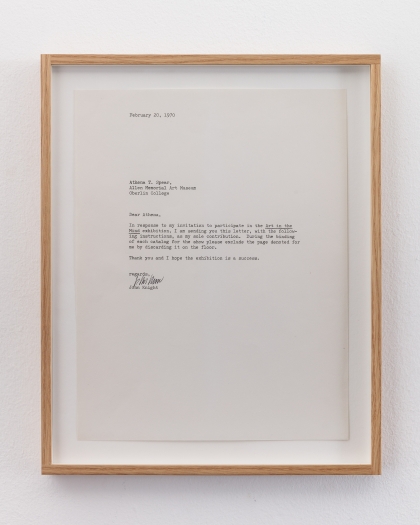 John Knight Proposal to the curators of the exhibition ‘Art In The Mind’, 1970 Ink on paper 8 ½ x 11 inches (21.59 x 27.94 cm)