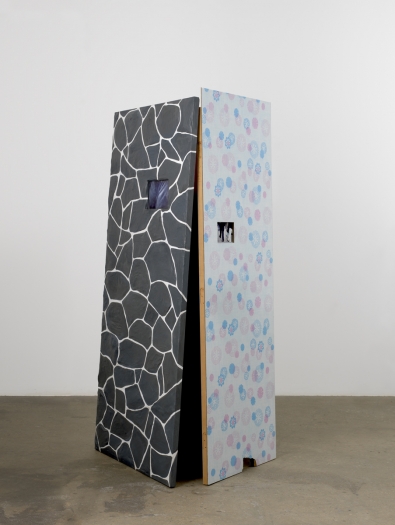 Rachel Harrison Mind the Gap, 1996 Hollow core doors, papier-mâché, acrylic, formica, rubber mat, and chromogenic prints 82 x 42 x 36 inches (208.3 x 106.7 x 91.4 cm)