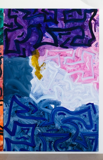 Ida Ekblad, Untitled, 2014, Oil on linen, 118 1/8 x 78 3/4 inches