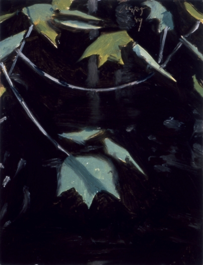 Maple at Black Brook III, 1989, oil on board, 11 3/4 x 9 inches