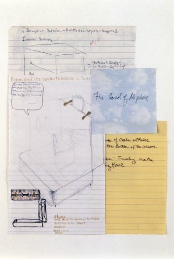 Julie Becker, Untitled (The Land of No Phone), 2002, mixed media on paper, 10 3/3 x 8 1/2 inches
