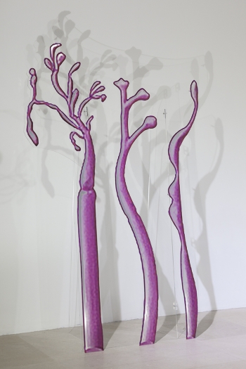 Katja Novitskova Approximation (C.Elegans Dendritte Endings: URX, URAV), 2016 Digital print on aluminum, cutout display; plexiglass 91 1/2 x 59 3/8 x 25 inches (232.4 x 150.8 x 63.5 cm)