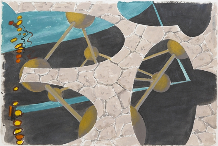 William Leavitt, Body Space Sketch, 2012, Acrylic on paper, 18 3/8 x 26 1/8 inches