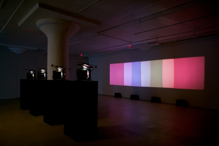 Paul Sharits, Shutter Interface, 1975, 4-screen 16mm loop projection with 4 separate soundtracks, color, Indefinite duration