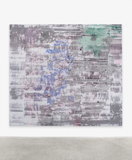 Jacqueline Humphries (#J^^), 2017 Oil on linen 100 x 111 inches (254 x 281.9 cm)