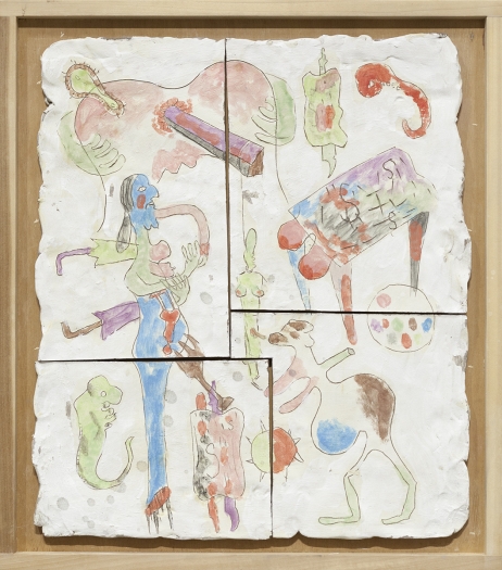 Richard Hawkins Shamanic Abortion of the Divine Parasite after Being Raped by the Holy Spirit 25 3/4 x 22 3/4 x 1 5/8 inches (65.4 x 57.8 x 4.1 cm)