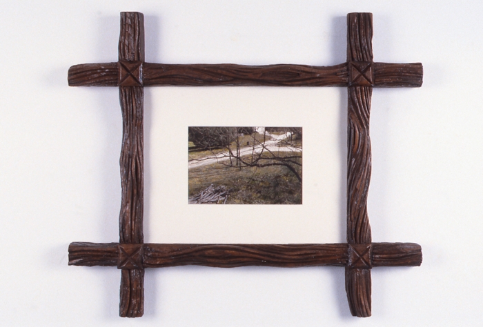 Brian Tolle, Views From America's Attic (2), 1999, Hand-carved styrofoam, hand-colored sepia photographs light restoration glass, 25 x 29 inches