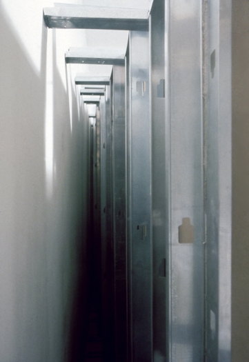 Wall/Door - Over the Wall & Far Away Sunny Dais (Many Happy Returns), 1996, Plywood, sheet rock, paint, plexi-glass, Dimensions variable (detail)
