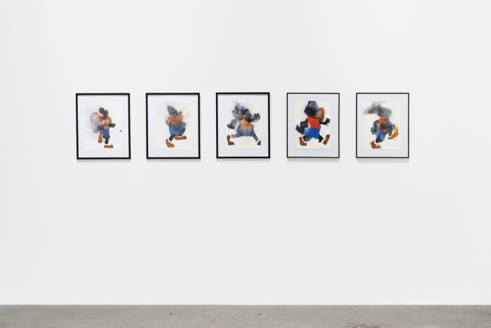 Elliott Jamal Robbins Walks Series, 2016 Five framed watercolors on paper Paper: 15 x 11 1/2 inches (38 x 29 cm) each Frame: 20 3/8 x 16 3/8 inches (51.8 x 41.6 cm) each
