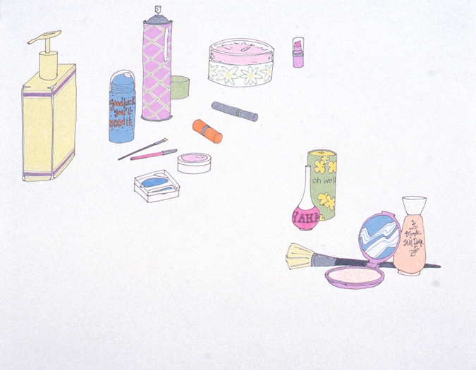 Amy Gartell, Makeup, 1999, Pen and ink on paper, 11 x 14 inches