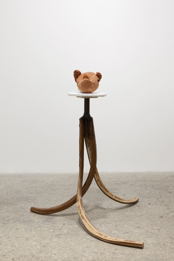 Gelatin New York Golem, 2017 Wood, glazed ceramic 49 1/4 x 38 7/8 x 47 1/4 inches (125 x 99 x 120 cm)