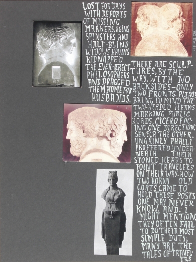 Richard Hawkins Urbis Paganus IV.9.XIII. (Herms I), 2009 Mixed media on mat board 20 x 15 inches (50.8 x 38.1 cm)
