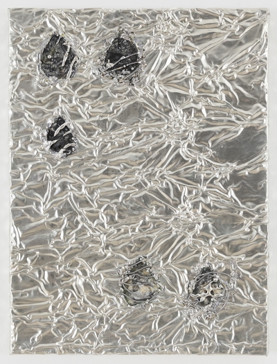 Josef Strau Indulgence, 2018 Tin plate, tin wire, acrylic on canvas 16 x 12 x 1 inches (40.6 x 30.5 x 2.5 cm)