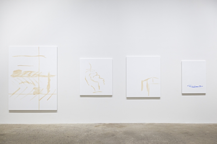 Michael Krebber Herbes de Provence MK.6090, 2018 Acrylic on canvas Four Paintings: 78 x 59 inches (198.1 x 149.9 cm) 44 3/4 x 40 inches (113.7 x 101.6 cm) 50 x 42 inches (127 x 106.7 cm) 40 x 30 inches (101.6 x 76.2 cm)